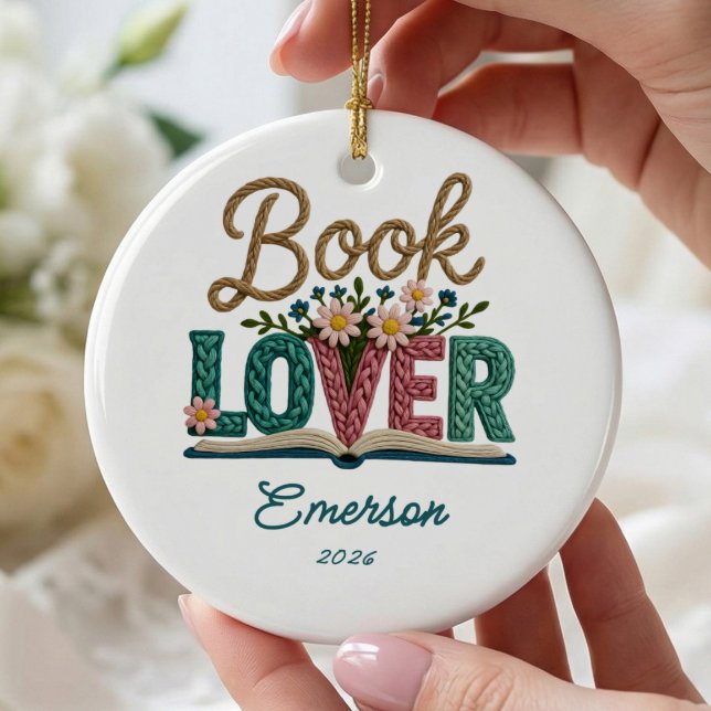 Personalised Book Lover Christmas Ornament (Creator Uploaded)