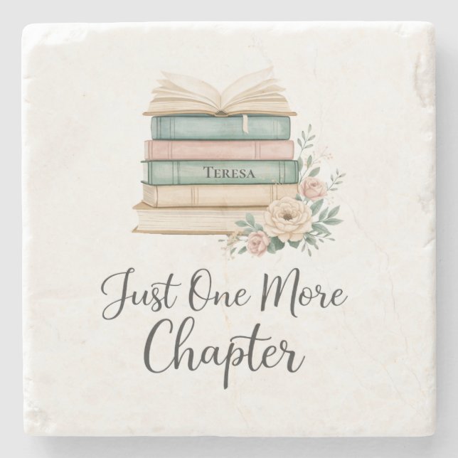 Personalised Book Lover “Just One More Chapter Stone Coaster (Front)