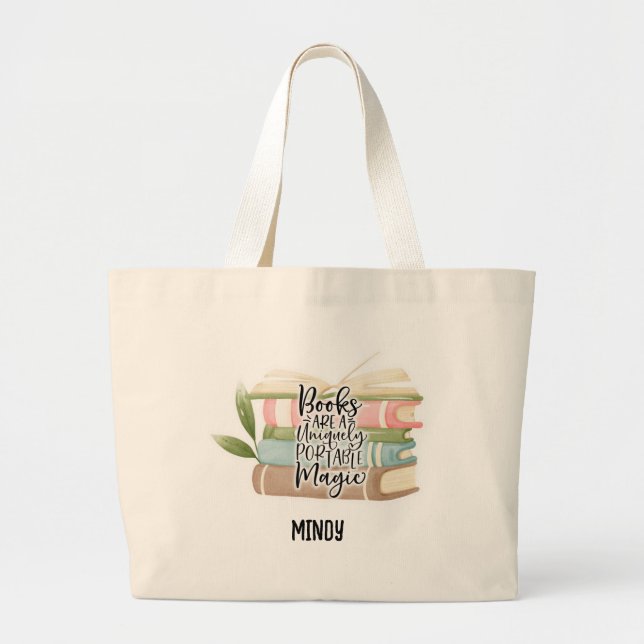 Personalised Book Lover Large Tote Bag (Front)