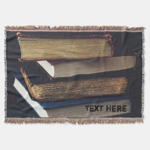 Personalised Book Lover, Stacked Old Books Throw Blanket