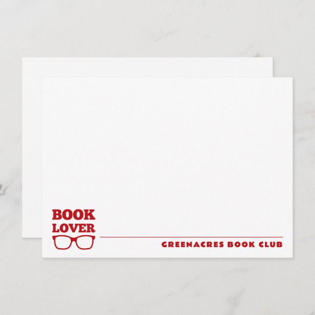 Personalised Book Lover's Book Club Flat Card (Front/Back)