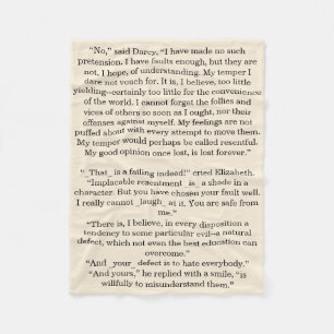 Personalised Book Quote Text Pride & Prejudice Fleece Blanket