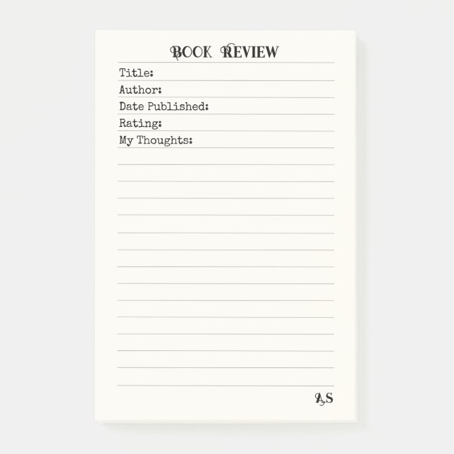 Personalised Book Review 3M Post-it Notes (Front)