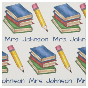 Personalised Book Stack School Teacher Library Fabric