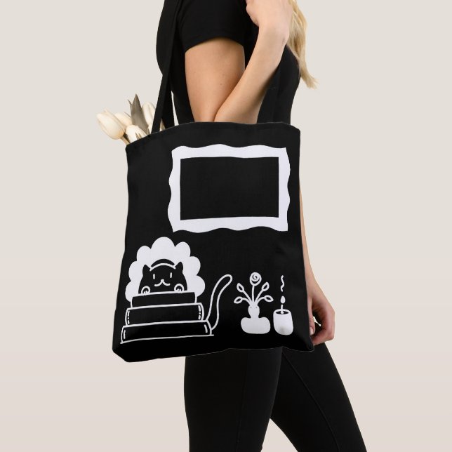 Personalised Book Titles and Picture Frame Tote Bag (Close Up)