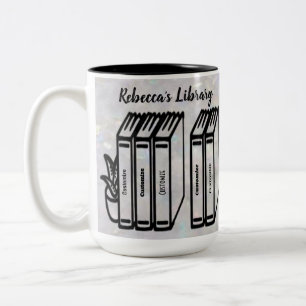 Personalised Book Titles Library Pearl White Two-Tone Coffee Mug