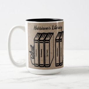 Personalised Book Titles Library  Two-Tone Coffee Mug