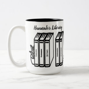 Personalised Book Titles Library White Two-Tone Coffee Mug