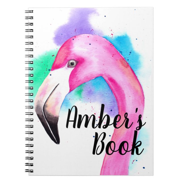 Personalised Book with a flamingo watercolour (Front)