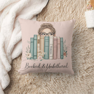 Personalised Booked and Unbothered Book Lover Cushion
