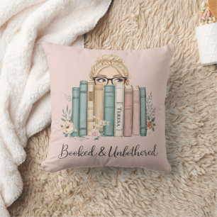 Personalised Booked and Unbothered Book Lover Cushion