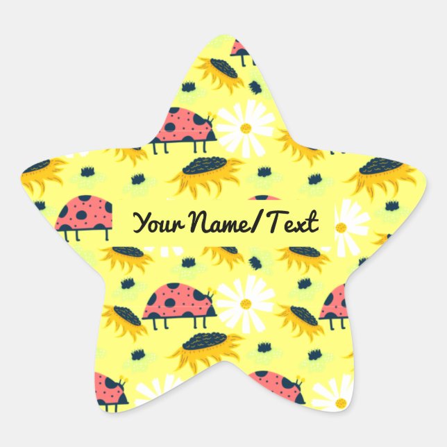 Personalised Bookplate CuteLadybirds  Star Sticker (Front)