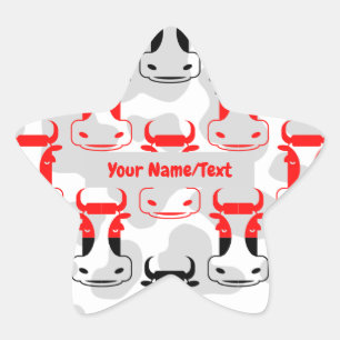 Personalised Bookplate Funny Moody Cows Pattern Star Sticker