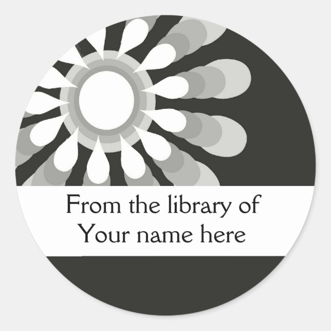 Personalised Bookplates (3) Modern Flower Classic Round Sticker (Front)