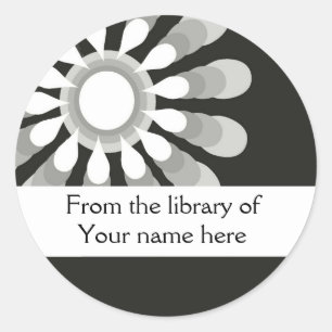 Personalised Bookplates (3) Modern Flower Classic Round Sticker