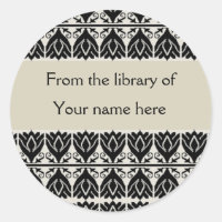 Personalised Bookplates - Black Damask