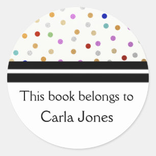 Personalised Bookplates - Colourful Dots Classic Round Sticker