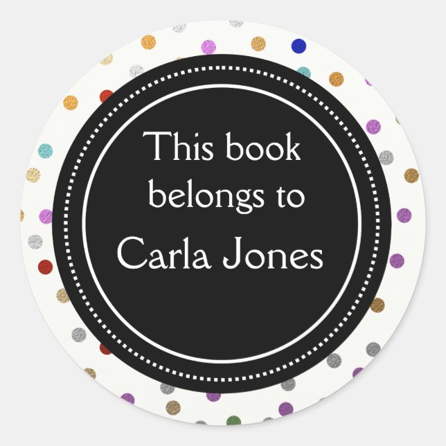 Personalised Bookplates - Colourful Dots Classic Round Sticker (Front)