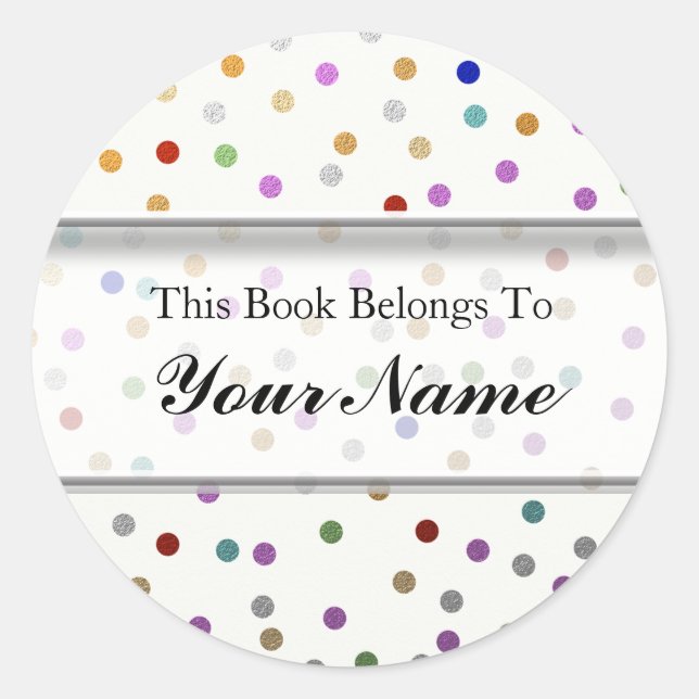 Personalised Bookplates - Colourful Dots Classic Round Sticker (Front)