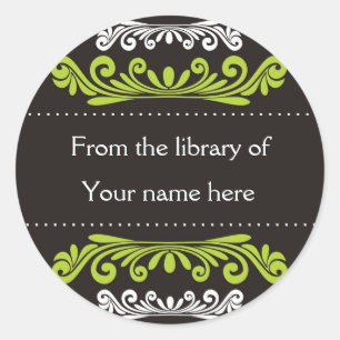 Personalised Bookplates - Colourful Flourishes Classic Round Sticker