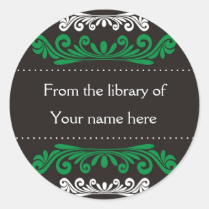 Personalised Bookplates - Colourful Flourishes Classic Round Sticker