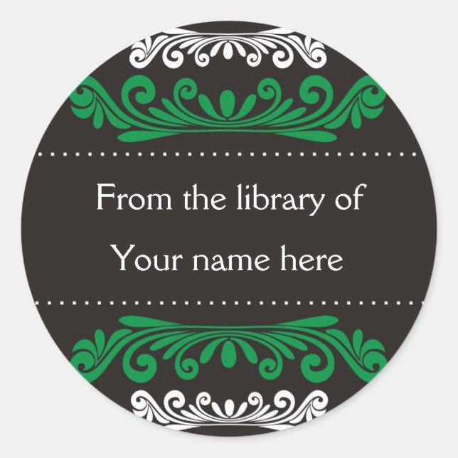 Personalised Bookplates - Colourful Flourishes Classic Round Sticker (Front)