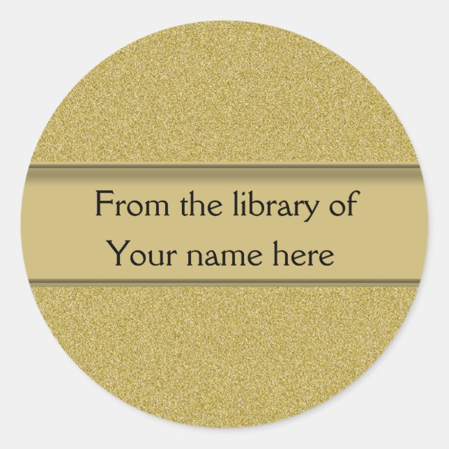 Personalised Bookplates | Gold Glitter Classic Round Sticker (Front)