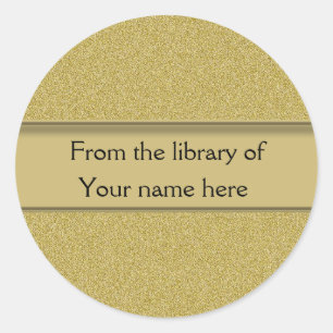 Personalised Bookplates   Gold Glitter Classic Round Sticker