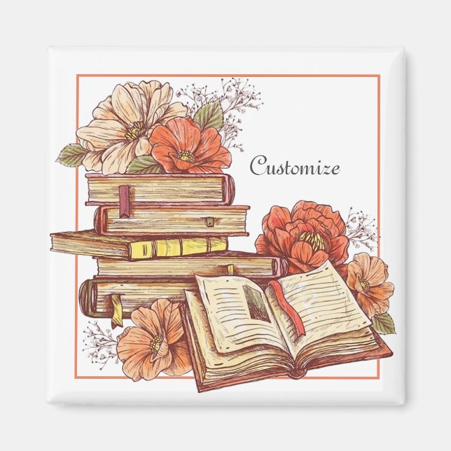 Personalised Books And Flowers   Magnet (Front)