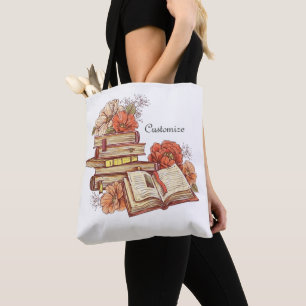 Personalised Books And Flowers   Tote Bag