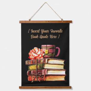 Personalised Books And Tea Black Hanging Tapestry
