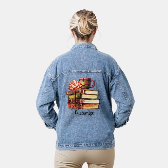 Personalised Books And Tea Denim Jacket (Model)