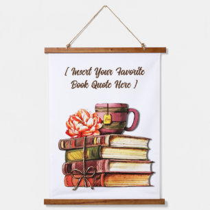 Personalised Books And Tea White Hanging Tapestry