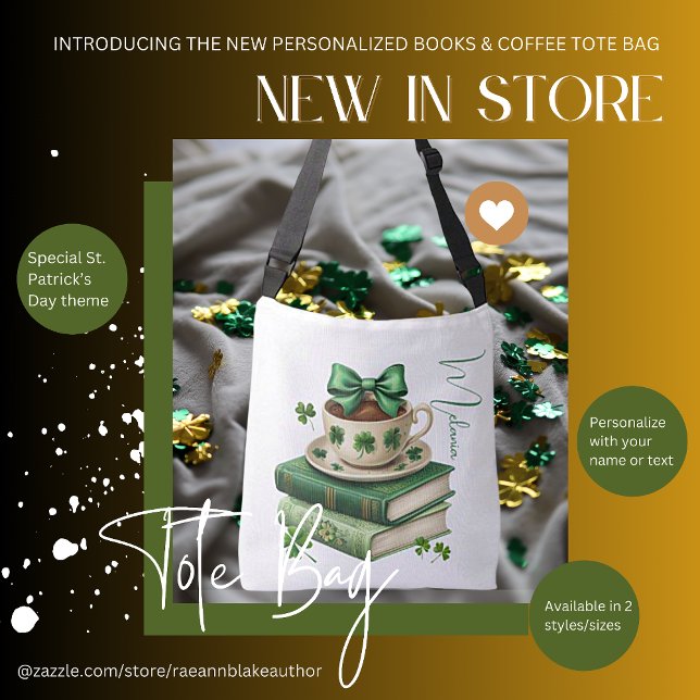  Personalised Books, Coffee & Shamrocks Tote Bag (Creator Uploaded)