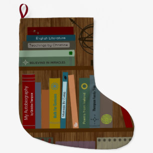 Personalised Bookshelf Large Christmas Stocking