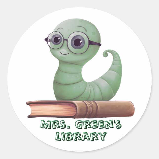 Personalised Bookworm Book Stickers for Classroom  (Front)
