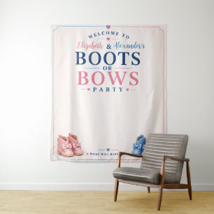 Personalised Boots or Bows Gender Reveal Backdrop Tapestry