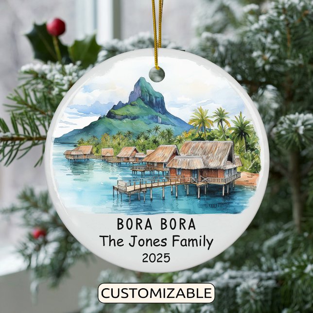 Personalised Bora Bora Ornament, Oceania Ceramic Tree Decoration (Creator Uploaded)