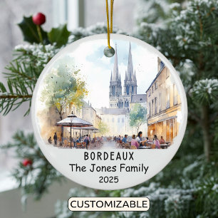 Personalised Bordeaux Ornament, France Ceramic Tree Decoration