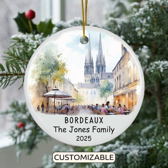 Personalised Bordeaux Ornament, France Ceramic Tree Decoration (Creator Uploaded)