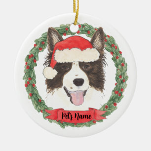 Personalised Border Collie Christmas Ceramic Tree Decoration