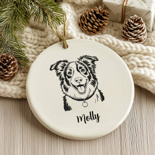 Personalised Border Collie Dog Christmas Ceramic Tree Decoration