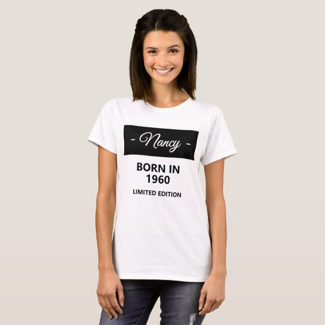 Personalised Born in 1960 Birthday T-Shirt (Front Full)