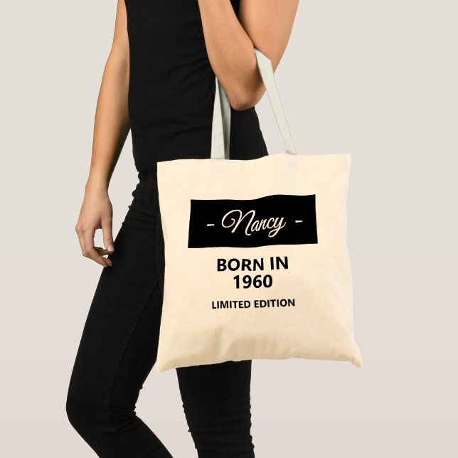 Personalised Born in 1960 Birthday Tote Bag (Front (Product))