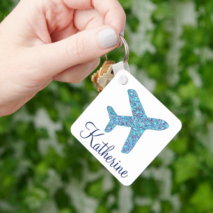 Personalised "Born To Fly" Aeroplane Keychain