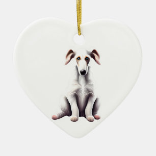 Personalised Borzoi Puppy Ceramic Tree Decoration