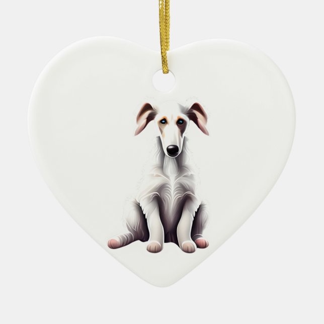 Personalised Borzoi Puppy Ceramic Tree Decoration (Front)