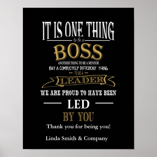 Personalised Boss Day Poster print (Front)