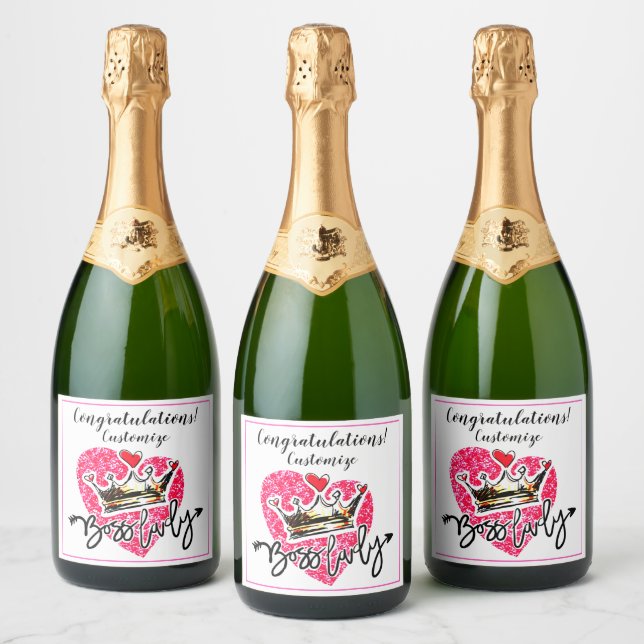 Personalised Boss Lady Celebration Sparkling Wine Label (Bottles)