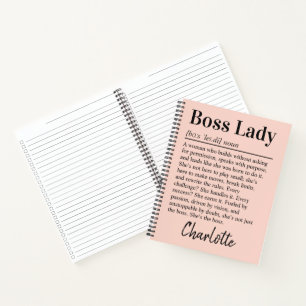 Personalised Boss Lady Definition Peachy Pink Notebook